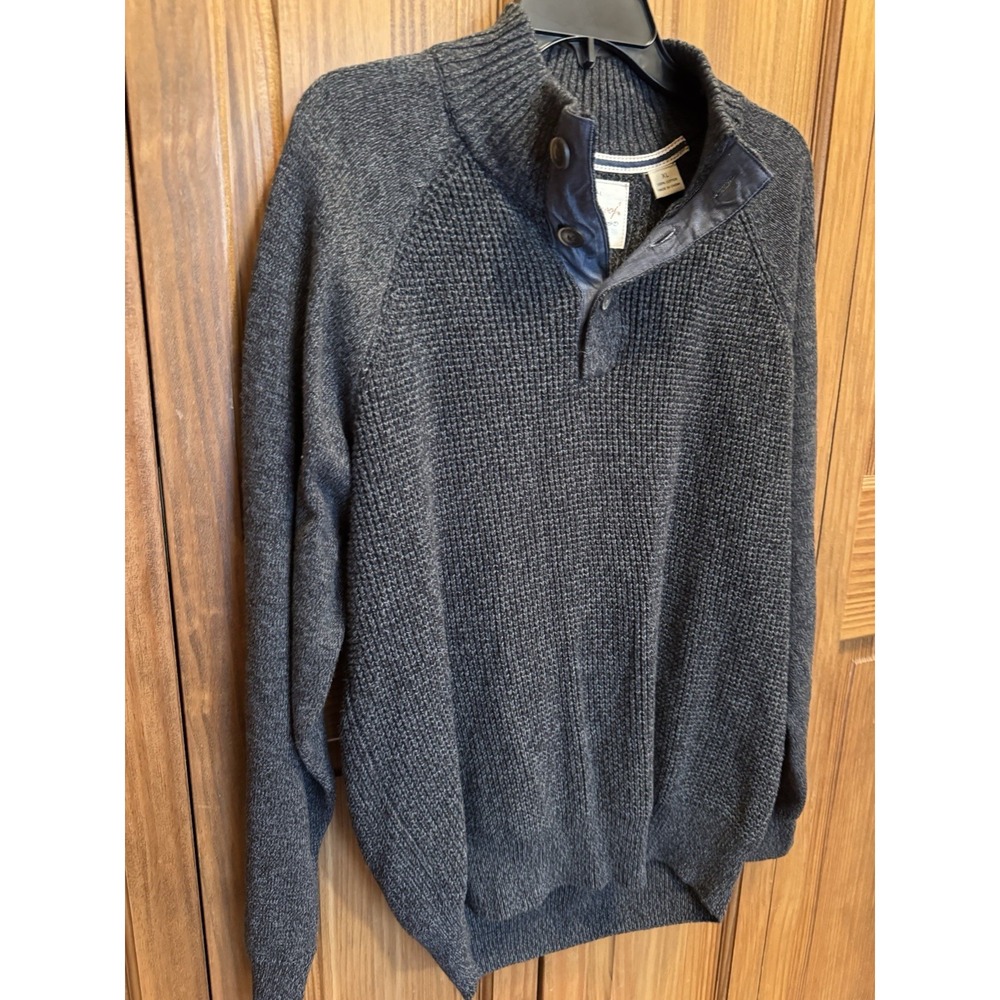 Weatherproof Vintage Men's 1/4 Button Cable‎ Knit Sweater Gray/brown XL Cotton - Picture 3 of 8